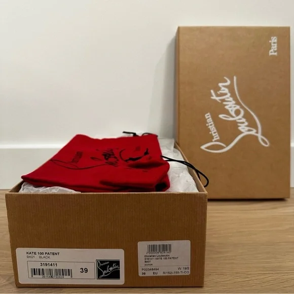 Christian Louboutin Black Patent Leather Kate 100 Stilettos - Picture 4 of 5